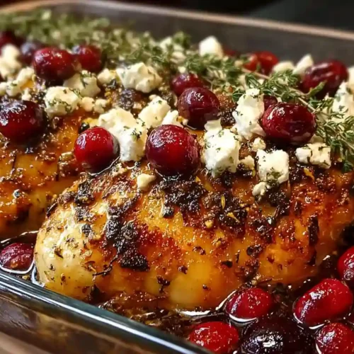 Honey Cranberry Chicken Bake with Feta Cheese