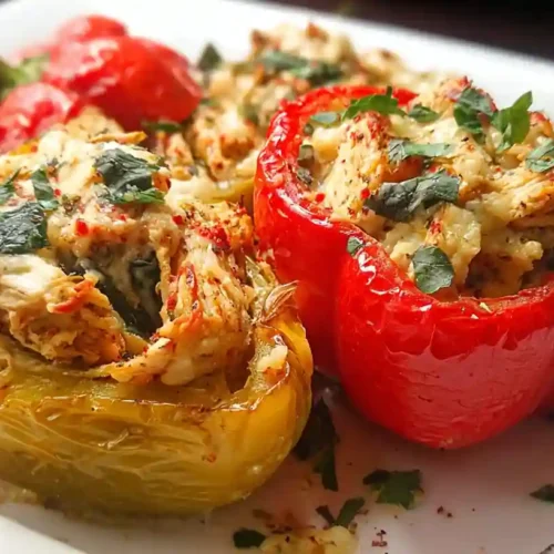 Mediterranean Chicken Stuffed Bell Peppers
