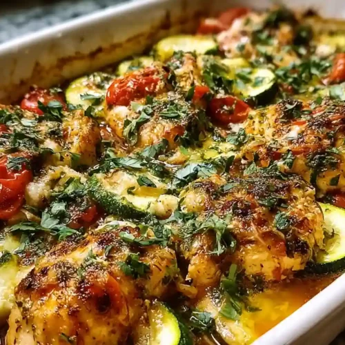 Mediterranean Chicken Zucchini Bake