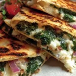 Mediterranean Quesadillas with Spinach, Feta, Mozzarella, and Red Onion