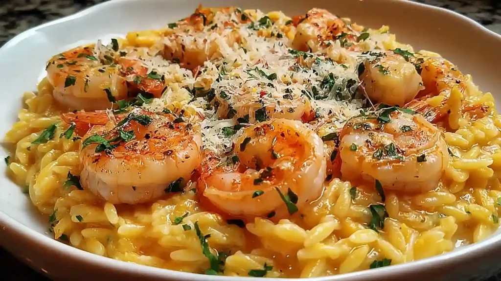 One Pan Parmesan Orzo with Shrimp
