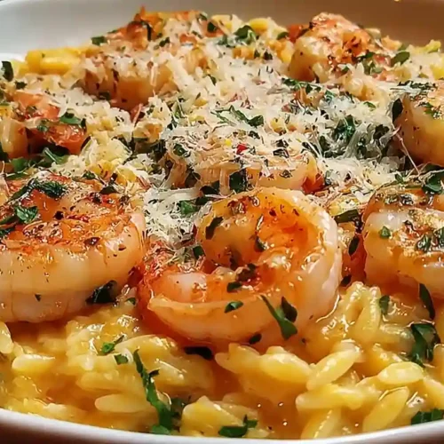 One Pan Parmesan Orzo with Shrimp