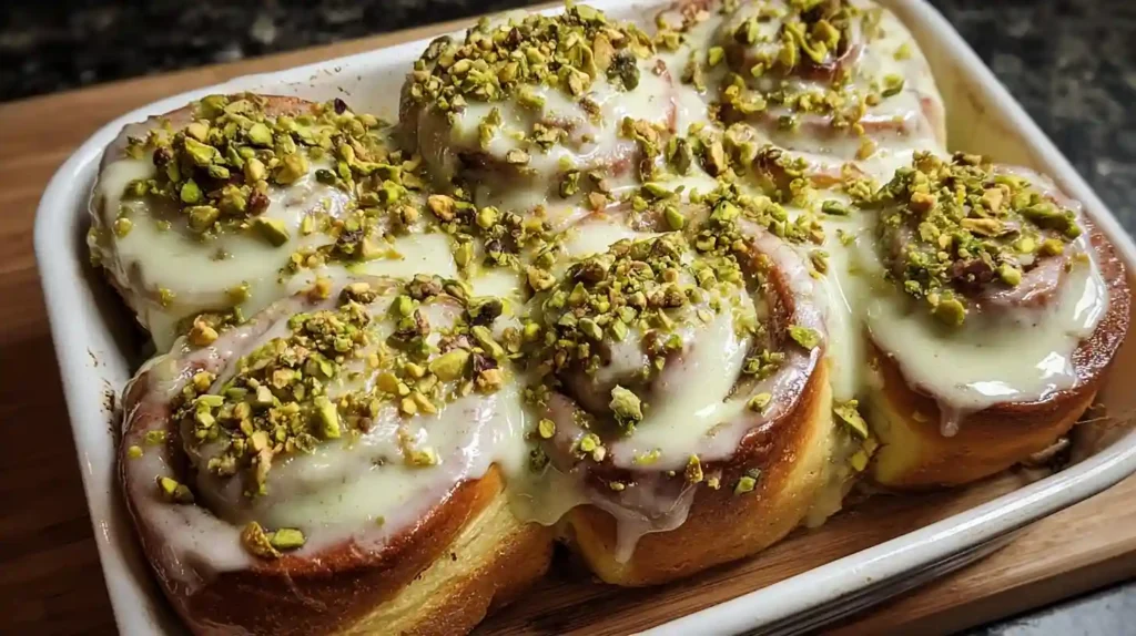 Small Batch Pistachio Cream Cinnamon Rolls