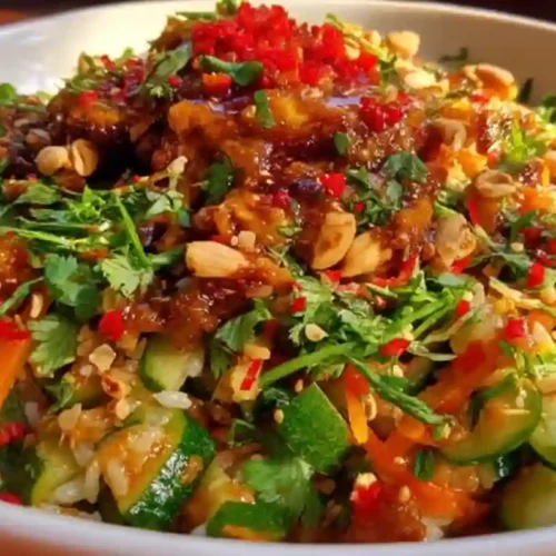 Crispy Rice Salad with Peanut-Chili Dressing