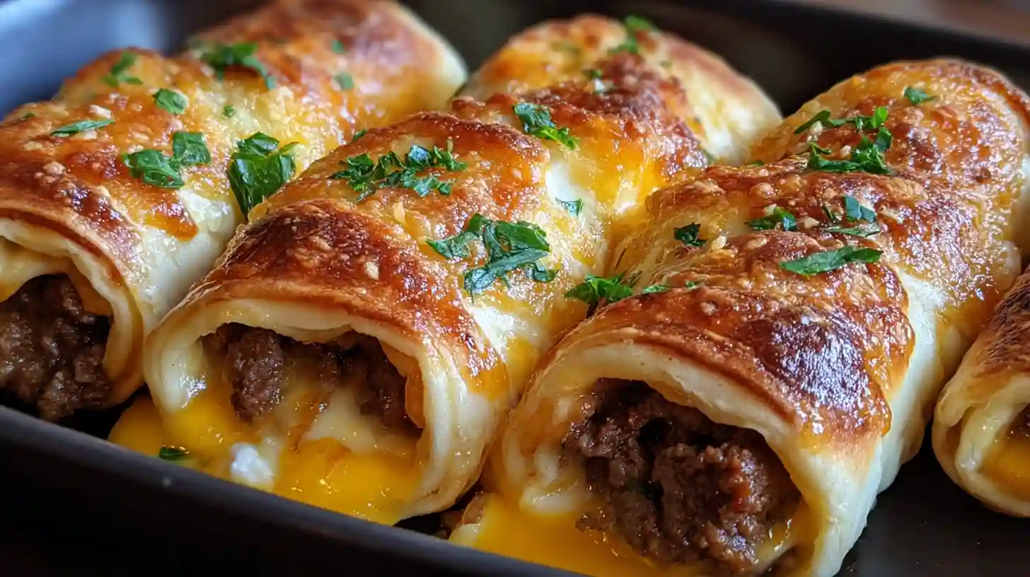 Garlic Butter Cheeseburger Rollups Packed