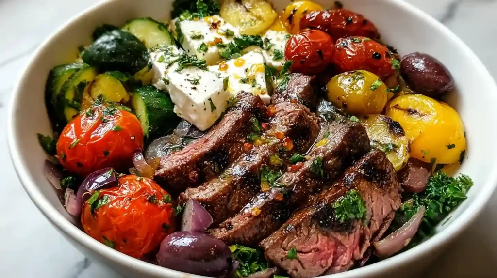 Healthy Steak Bowl Recipe Inspired by the Mediterranean Diet