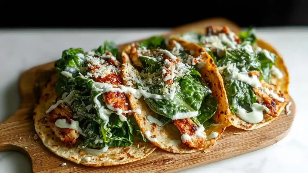 Smash Chicken Caesar Tacos