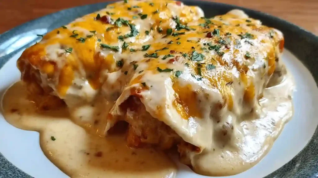 Cheesy Chicken Enchiladas With Creamy Sauce