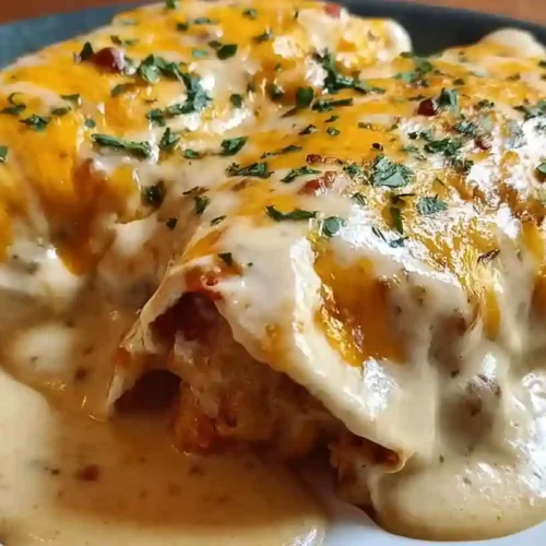 Cheesy Chicken Enchiladas With Creamy Sauce