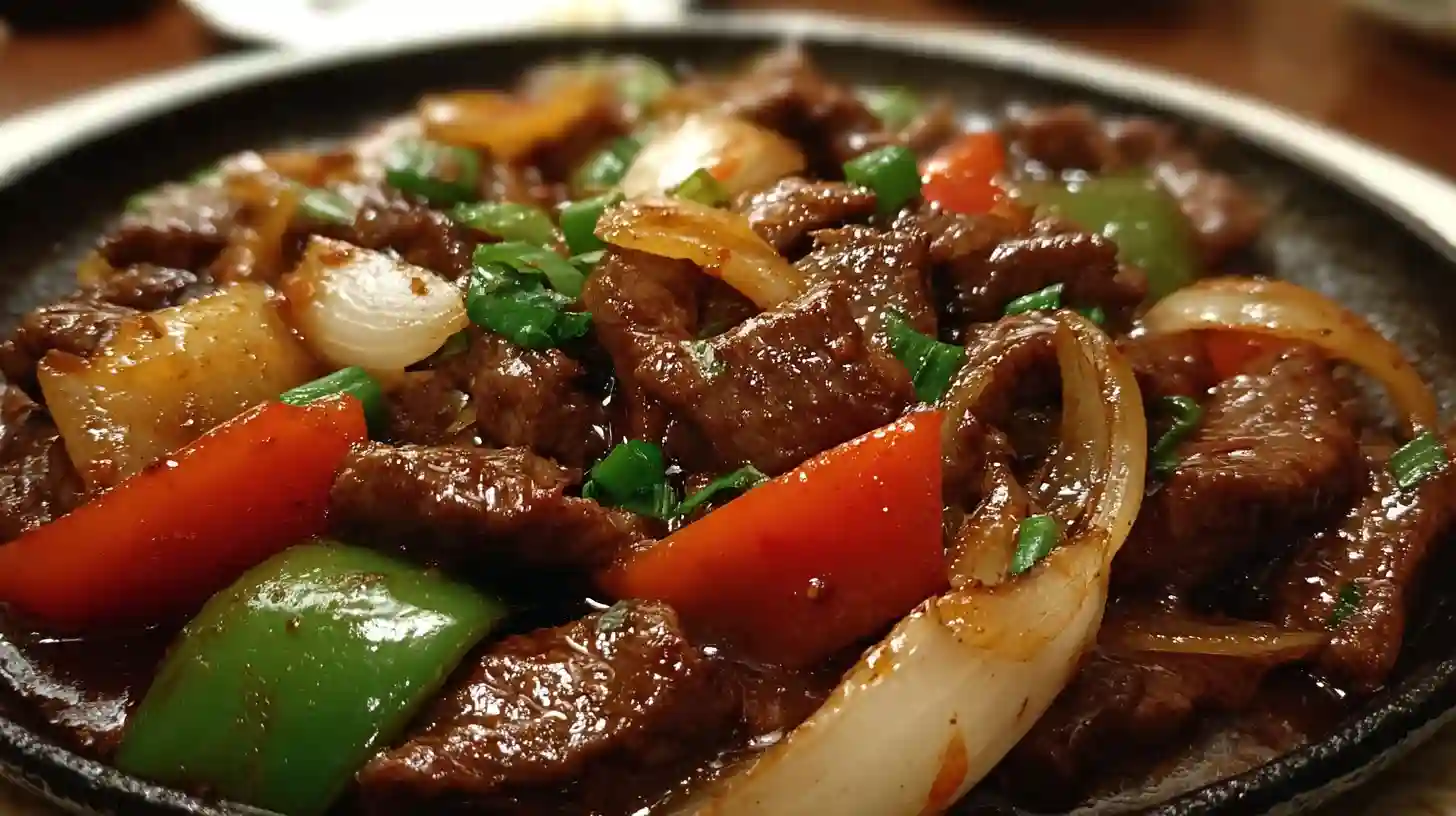 Sizzling Chinese Pepper Steak with Onions