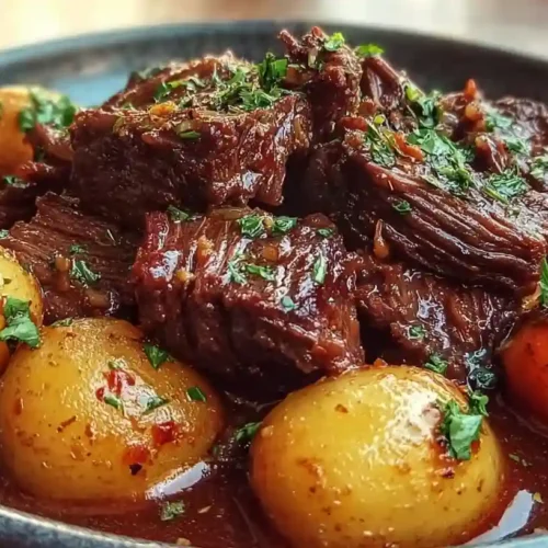 Slow Cooker Garlic Butter Beef with Potatoes