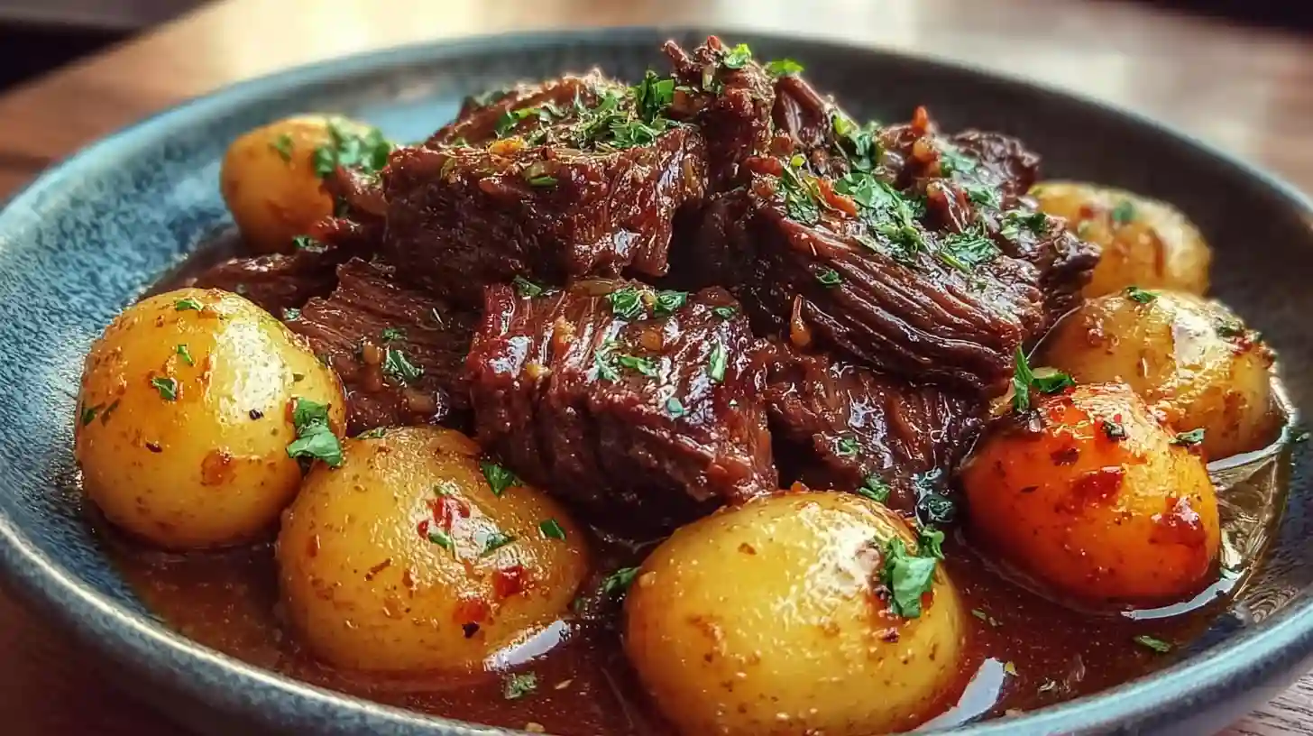 Slow Cooker Garlic Butter Beef with Potatoes