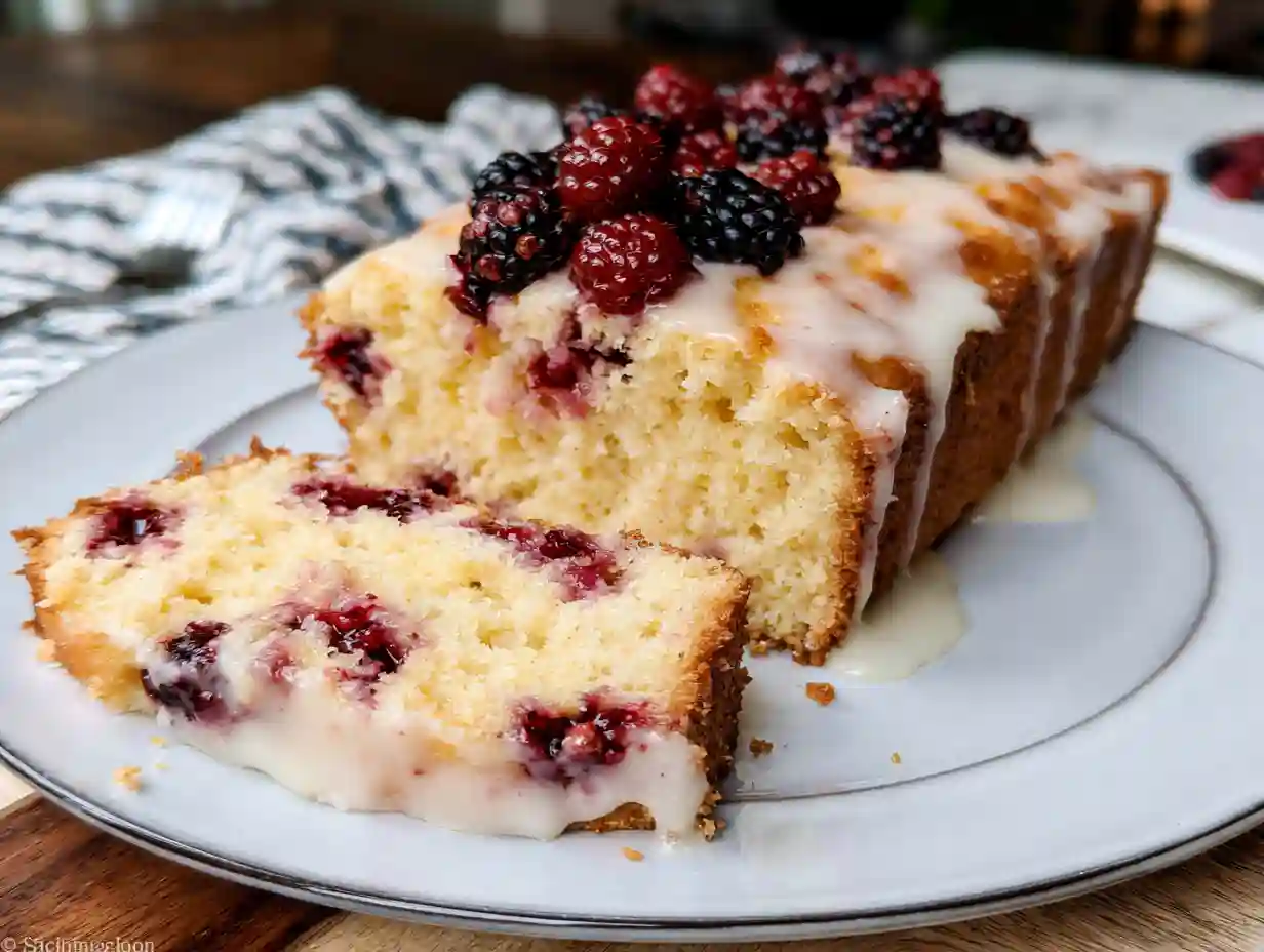 Blackberry Lemon Bread with Glaze