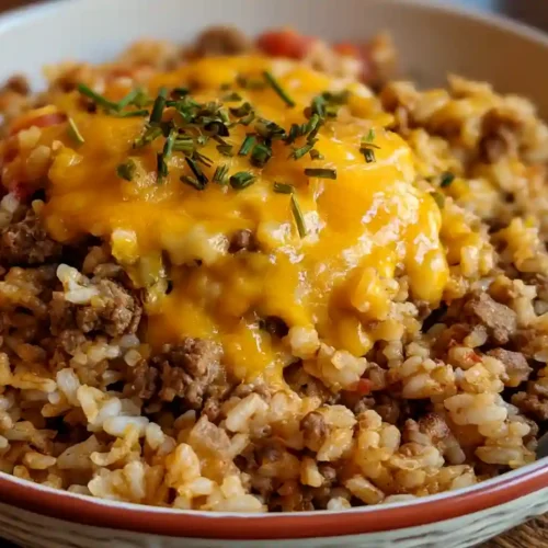 Cheesy Ground Beef and Rice Casserole