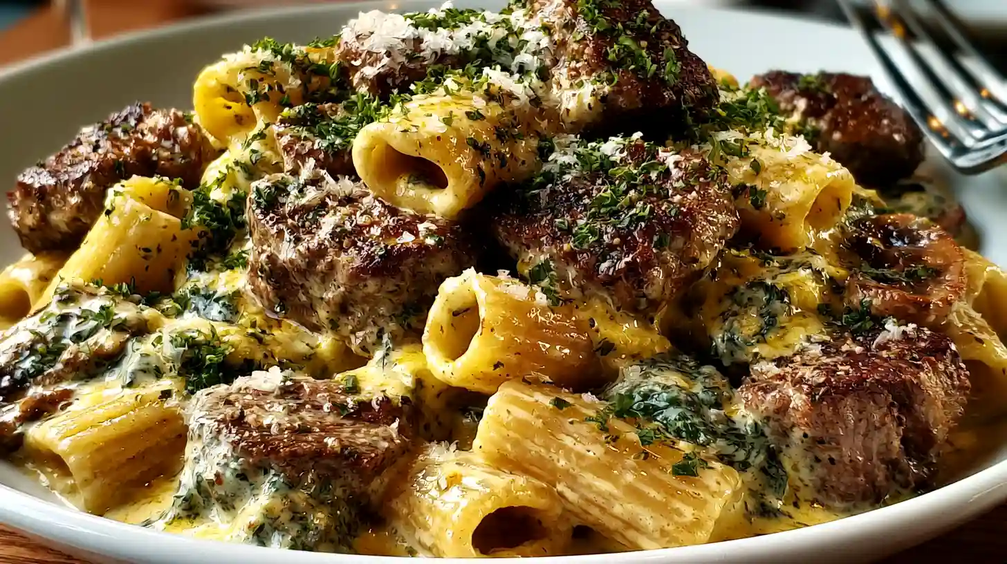 Creamy Garlic Butter Steak Pasta