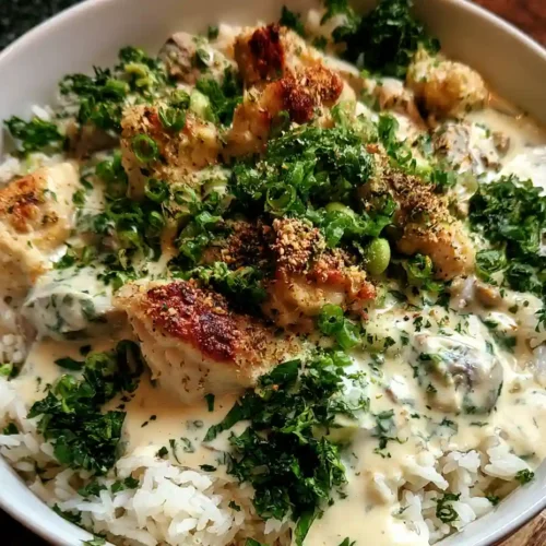 Creamy Garlic Chicken Rice Bowls