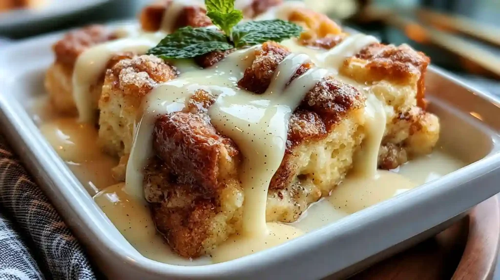 Grandma’s Classic Bread Pudding with Vanilla Sauce