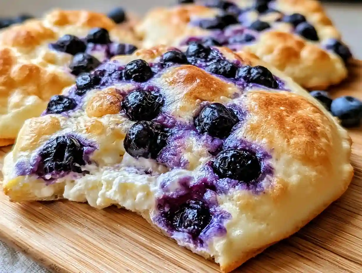 High Protein Blueberry Cloud Bread with Cottage Cheese