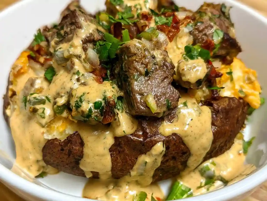 Loaded Baked Potato with Steak Bites