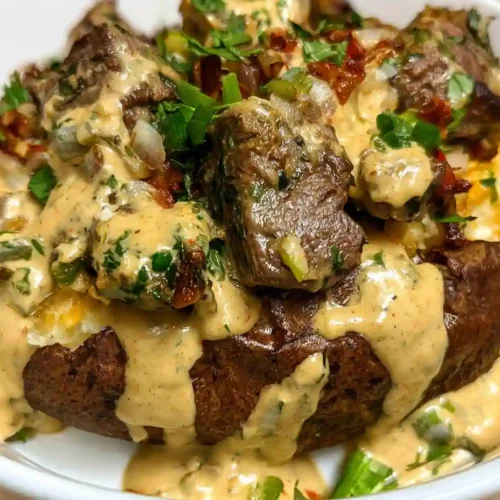 Loaded Baked Potato with Steak Bites