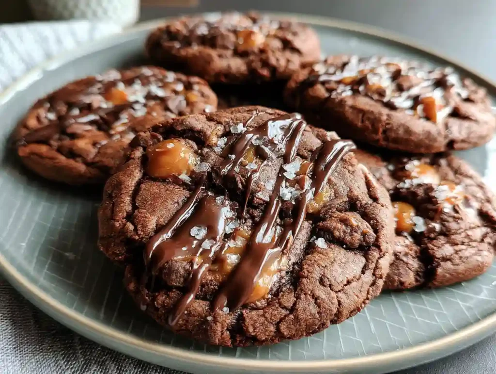 Sea Salt Caramel Cookies With Double Chocolate