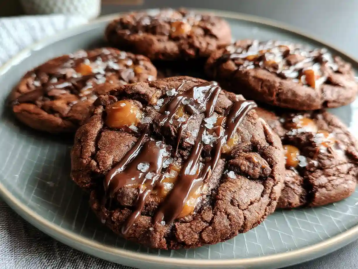 Sea Salt Caramel Cookies With Double Chocolate