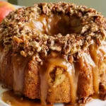 Apple Pecan Cake with Caramel Glaze