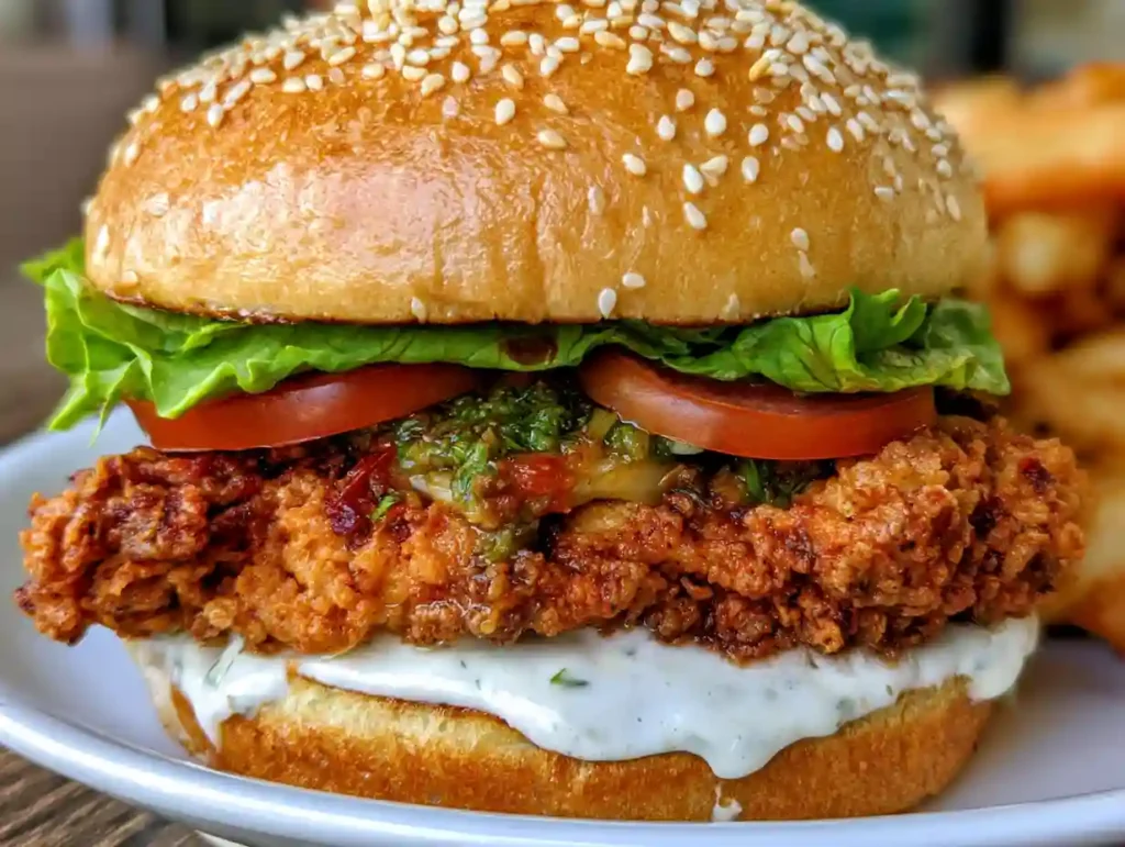 Cajun Crispy Chicken Sandwich with Garlic Aioli