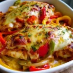 Cheesy Baked Chicken Breast And Peppers