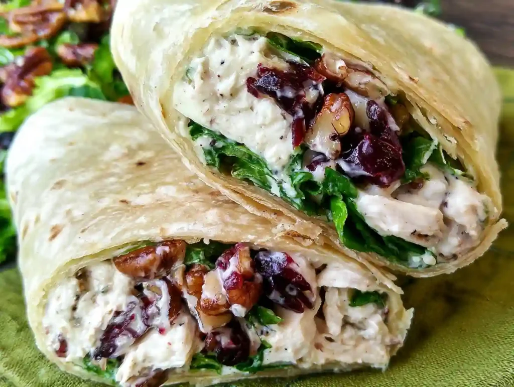 Chicken, Cranberry, Pecan Salad Wraps