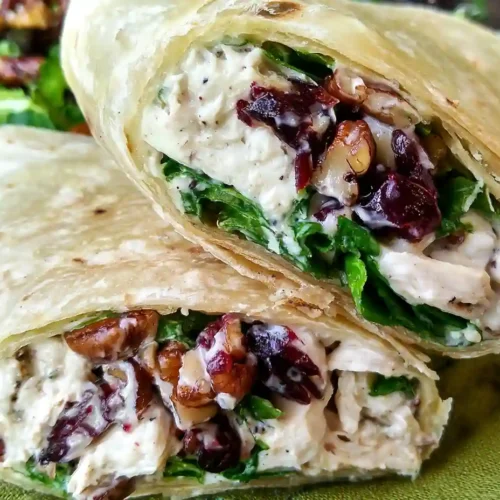 Chicken, Cranberry, Pecan Salad Wraps