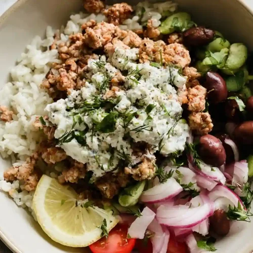 Healthy Greek Ground Chicken Bowls