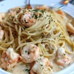 Seafood Linguine in Creamy White Wine Alfredo Sauce