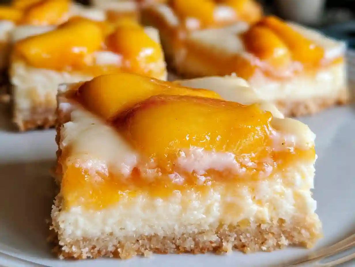 Peaches and Cream Cheesecake Bars