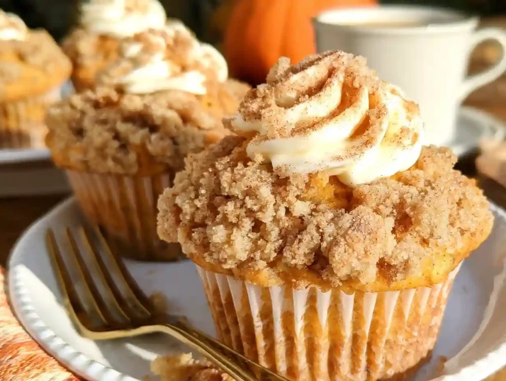 Pumpkin Cream Cheese Muffins with Cinnamon Crumb Topping