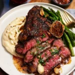 Ribeye and Roasted Garlic Pan Sauce